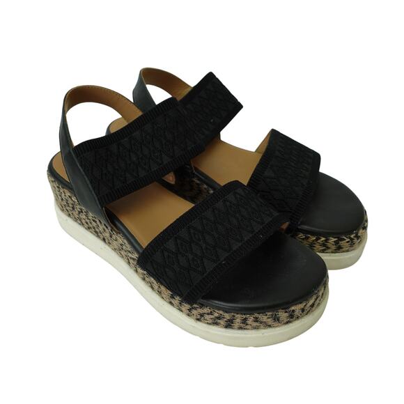 A/Anthropologie Womens Elastic Platform Slingback Sandals Black Multi EU 39 US 8 - Picture 1 of 7